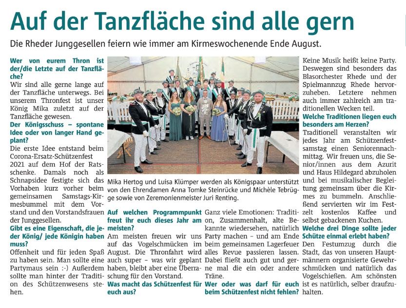 BBV Schützenbeilage  der Junggesellen